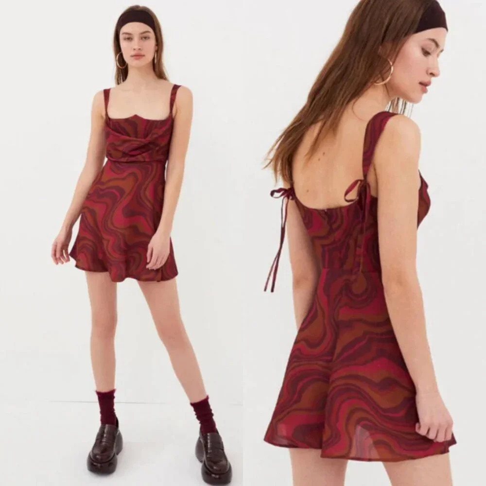 New! For Love and Lemons Eleanor Tie Strap Mini Dress 26034